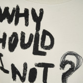 Bluză de bumbac cu inscripția Why should I not, albă Benetton 221019 2