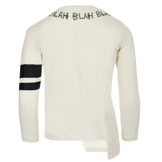 Bluză asimetrică din bumbac cu accente negre, albă Benetton 221024 4