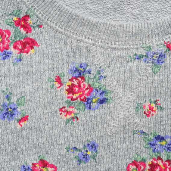 Bluză din bumbac cu imprimeu floral, gri Benetton 221035 2