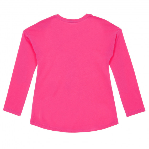 Bluză din bumbac cu spatele alungit, roz Benetton 221054 4