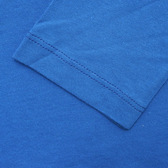 Bluză din bumbac cu inscripția Ready Steady Go, albastră Benetton 221061 3