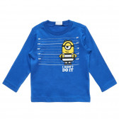 Bluză din bumbac cu imprimeu Minion pentru bebeluși, albastră Benetton 221103 