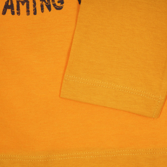 Bluză din bumbac cu imprimeu de câine, portocalie Benetton 221113 3