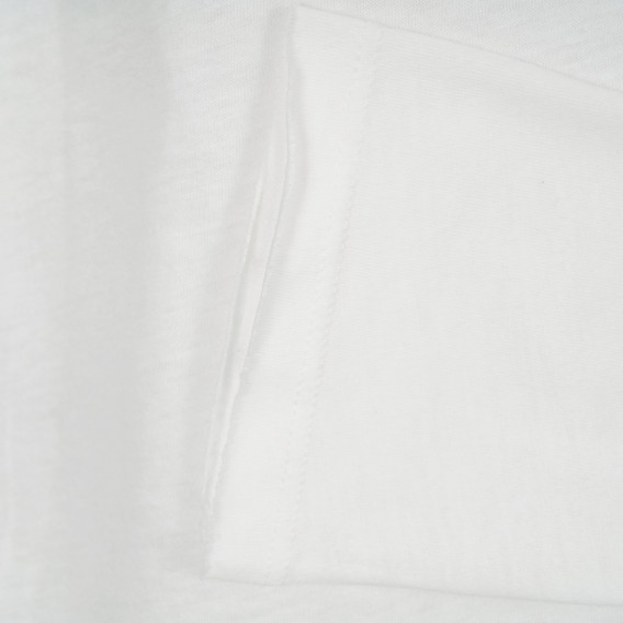 Bluză din bumbac cu pietre, albă Benetton 221162 3