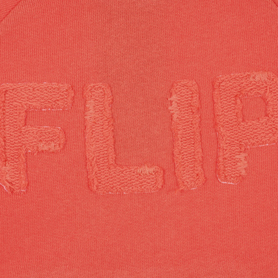 Bluză din bumbac cu inscripția FLIP, portocalie Benetton 221184 2