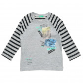 Bluză pentru bebeluși în dungi gri și negre Benetton 221187 