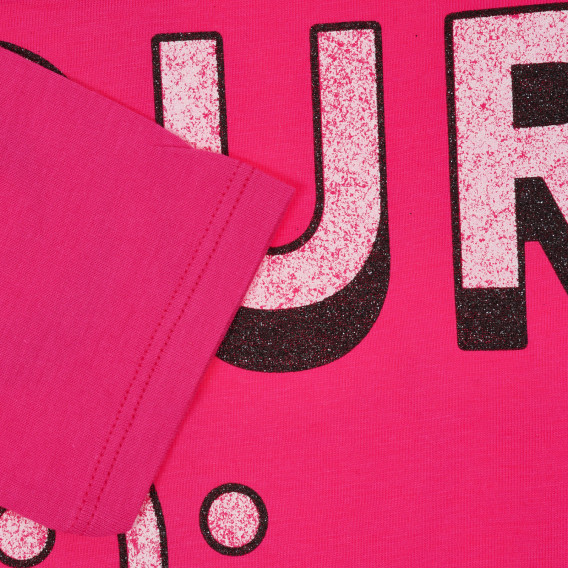 Bluză din bumbac cu inscripție, roz Benetton 221201 3