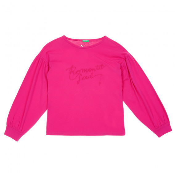Bluză din bumbac cu mâneci tăiate, roz Benetton 221223 
