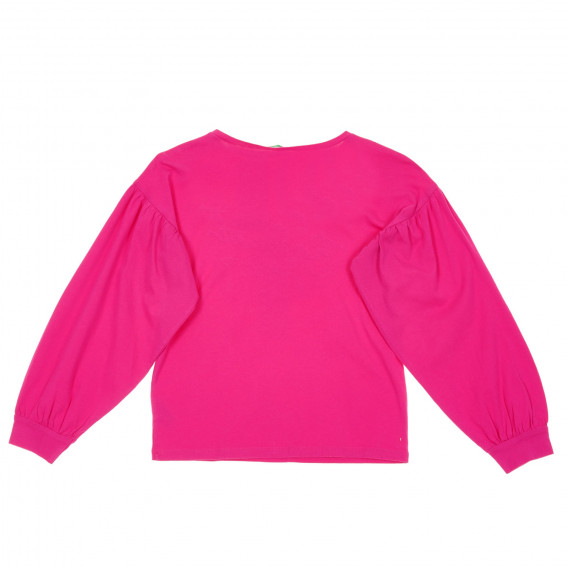 Bluză din bumbac cu mâneci tăiate, roz Benetton 221226 4