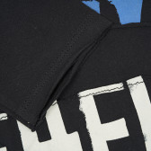 Bluză din bumbac cu mâneci lungi și inscripție, neagră Benetton 221249 3
