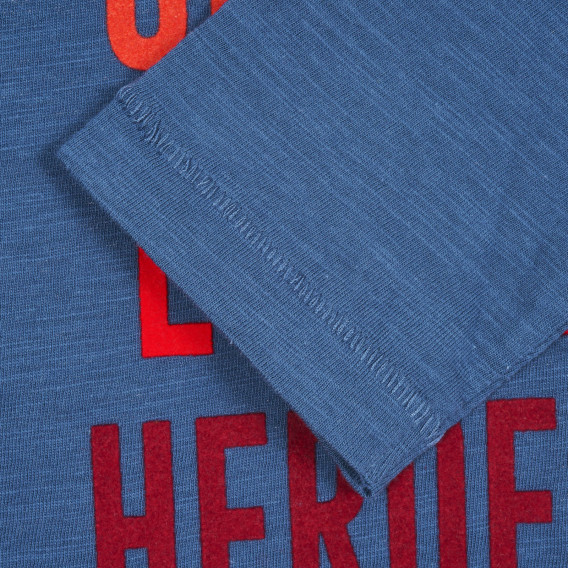 Bluză din bumbac cu inscripția Derby of the local heroes, albastră Benetton 221253 3