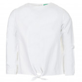 Bluză din bumbac cu mâneci lungi și nasturi, albă Benetton 221271 