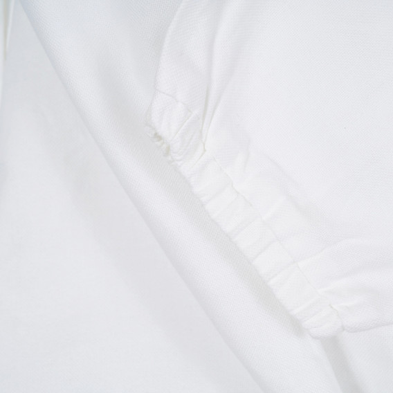 Bluză din bumbac cu mâneci lungi și nasturi, albă Benetton 221273 3