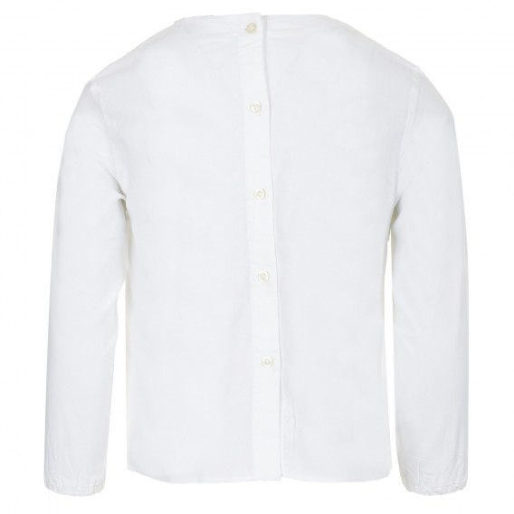 Bluză din bumbac cu mâneci lungi și nasturi, albă Benetton 221274 4