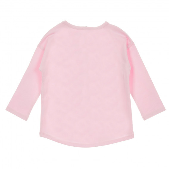 Bluză din bumbac cu aplicație și imprimeu brocart, roz Benetton 221314 4