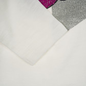 Bluză de bumbac cu stele de brocart, albă Benetton 221321 3