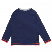 Bluză din bumbac cu imprimeu și accente portocalii, albastră Benetton 221360 4
