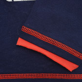 Bluză din bumbac cu imprimeu și accente portocalii, albastră Benetton 221362 3