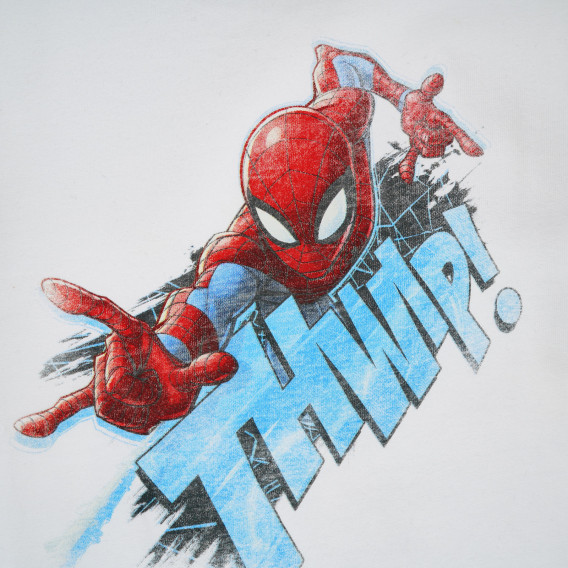 Bluză din bumbac cu imprimeu Spiderman, albă Benetton 221364 2