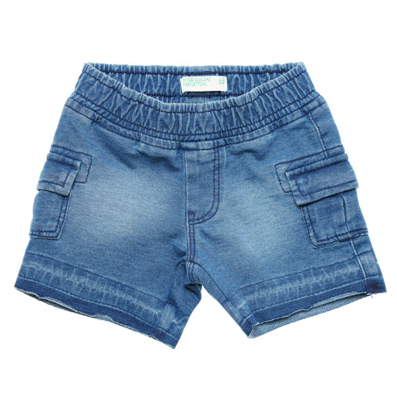 Pantaloni scurți din denim cu buzunare laterale pentru bebeluși, albastru Benetton 221390 