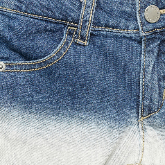 Pantaloni scurți din denim cu aplicație cactus, în tonuri de albastru și alb Benetton 221407 2
