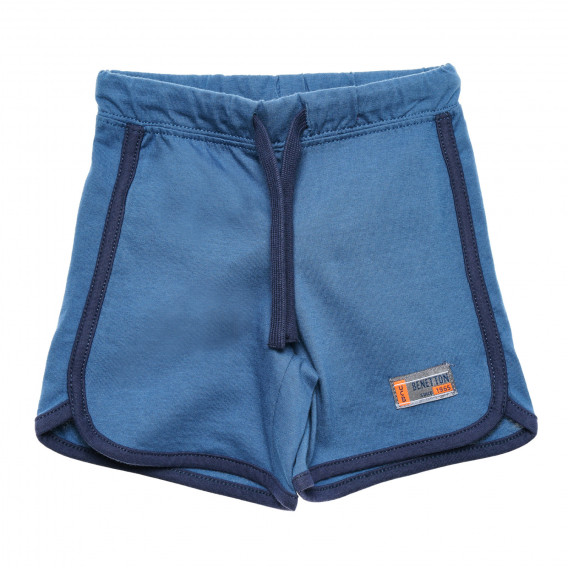Pantaloni scurți din bumbac cu margini albastru închis, pentru băieței Benetton 221410 