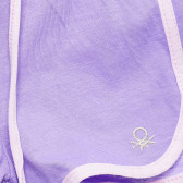 Pantaloni scurți violet, din bumbac cu margini roz Benetton 221427 2
