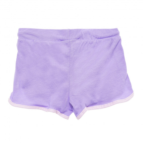 Pantaloni scurți violet, din bumbac cu margini roz Benetton 221428 3