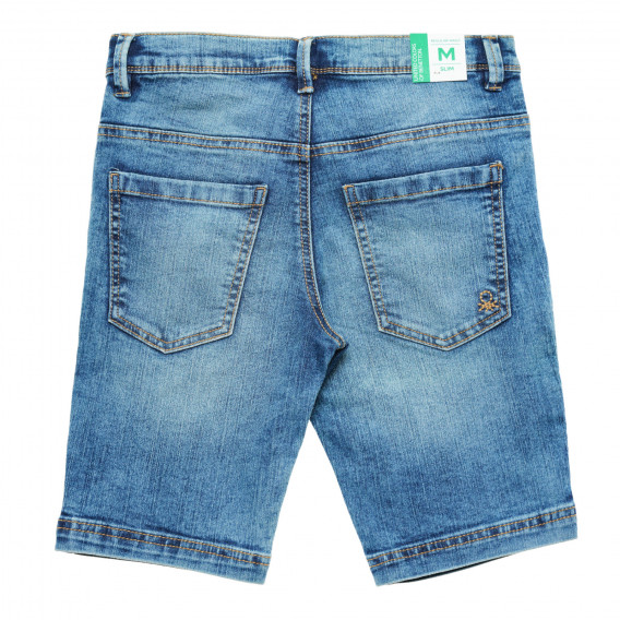 Pantaloni scurți din denim cu efect uzat, pe albastru Benetton 221444 3