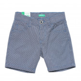 Pantaloni scurți din bumbac cu imprimeu de pătrățele mici, albaștri Benetton 221446 