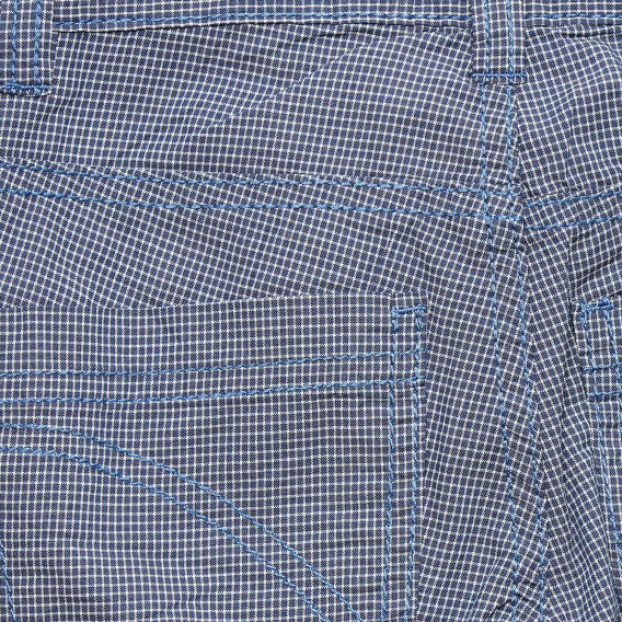 Pantaloni scurți din bumbac cu imprimeu de pătrățele mici, albaștri Benetton 221449 4