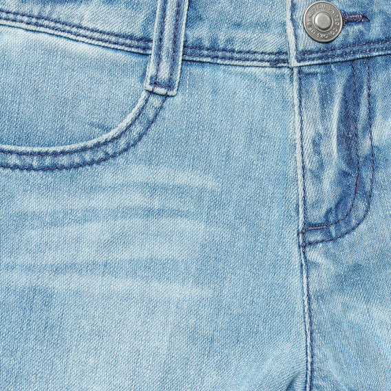 Pantaloni scurți din denim cu efect uzat pentru fetițe, albastru deschis Benetton 221471 2