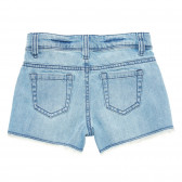 Pantaloni scurți din denim cu efect uzat pentru fetițe, albastru deschis Benetton 221472 3