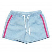 Pantaloni scurți din denim cu margini roz, albastru Benetton 221481 