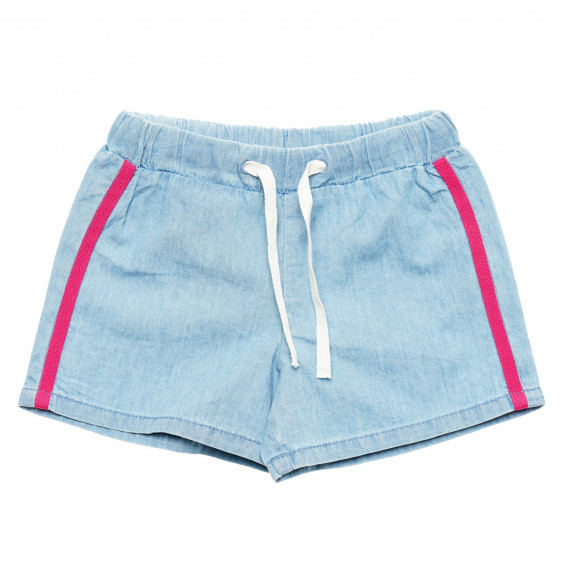 Pantaloni scurți din denim cu margini roz, albastru Benetton 221481 