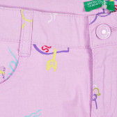 Pantaloni scurți din bumbac cu imprimeu grafic, violet deschis Benetton 221498 2