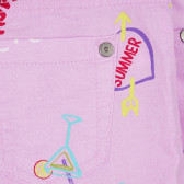 Pantaloni scurți din bumbac cu imprimeu grafic, violet deschis Benetton 221499 3