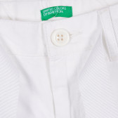 Pantaloni scurți din bumbac cu centură textilă, alb Benetton 221506 2