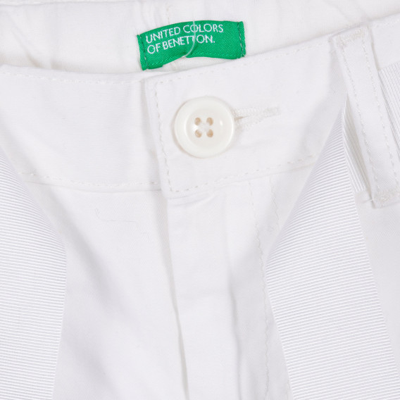 Pantaloni scurți din bumbac cu centură textilă, alb Benetton 221506 2