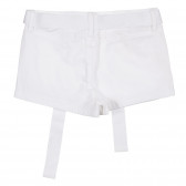 Pantaloni scurți din bumbac cu centură textilă, alb Benetton 221508 4