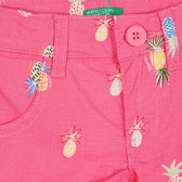 Pantaloni cu imprimeu ananas, roz Benetton 221542 2