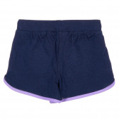 Pantaloni scurți albaștri, din bumbac cu margine violet Benetton 221556 4