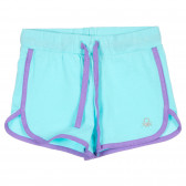Pantaloni scurți din bumbac cu margine violet, pentru bebeluși, albastru deschis Benetton 221557 