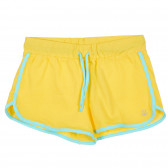 Pantaloni scurți galbeni, din bumbac cu margini verzi Benetton 221565 