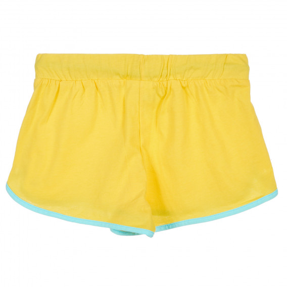 Pantaloni scurți galbeni, din bumbac cu margini verzi Benetton 221568 4