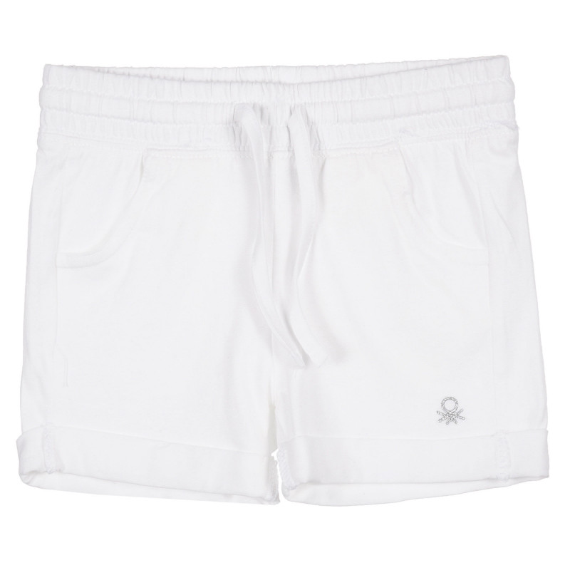 Pantaloni scurți din bumbac cu margine întoarsă, alb  221577