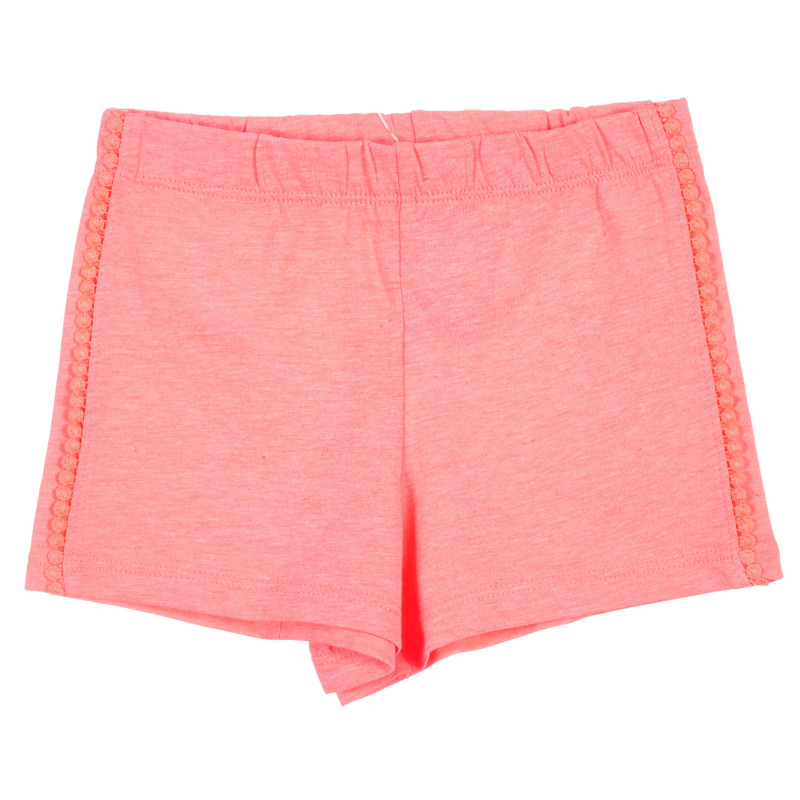 Pantaloni scurți din bumbac cu margine decorativă pentru bebeluși, roz  221592