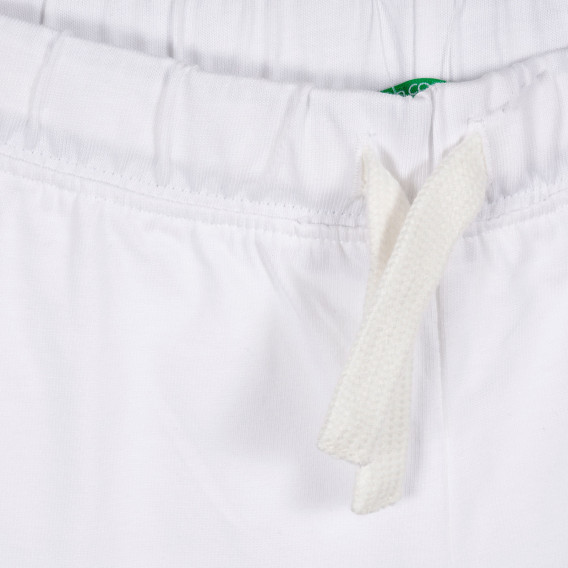 Pantaloni scurți din bumbac cu logo colorat, alb Benetton 221601 2