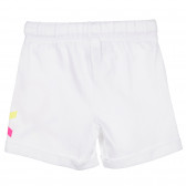 Pantaloni scurți din bumbac cu logo colorat, alb Benetton 221603 4