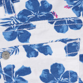 Pantaloni scurți din bumbac cu imprimeu floral, alb Benetton 221626 3
